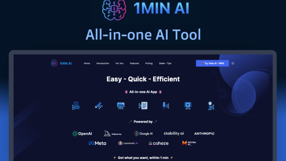 1minAI unites your preferred AI tools in a single app