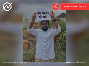 Edited Image Purportedly Depicting Annamalai with 'Go Back Grok' Sign